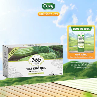 Trà Khổ Qua Cozy Túi Lọc Thảo Mộc 365 (30gr - 20túi) Thơm Ngọt Không Đắng, Hỗ Trợ Cải Thiện Giấc Ngủ