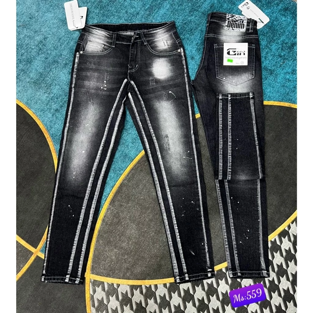 Quần jean dài nam xám vải denim VNXK rách form cao cấp chất bò vải dày đẹp co giãn Hàng QC