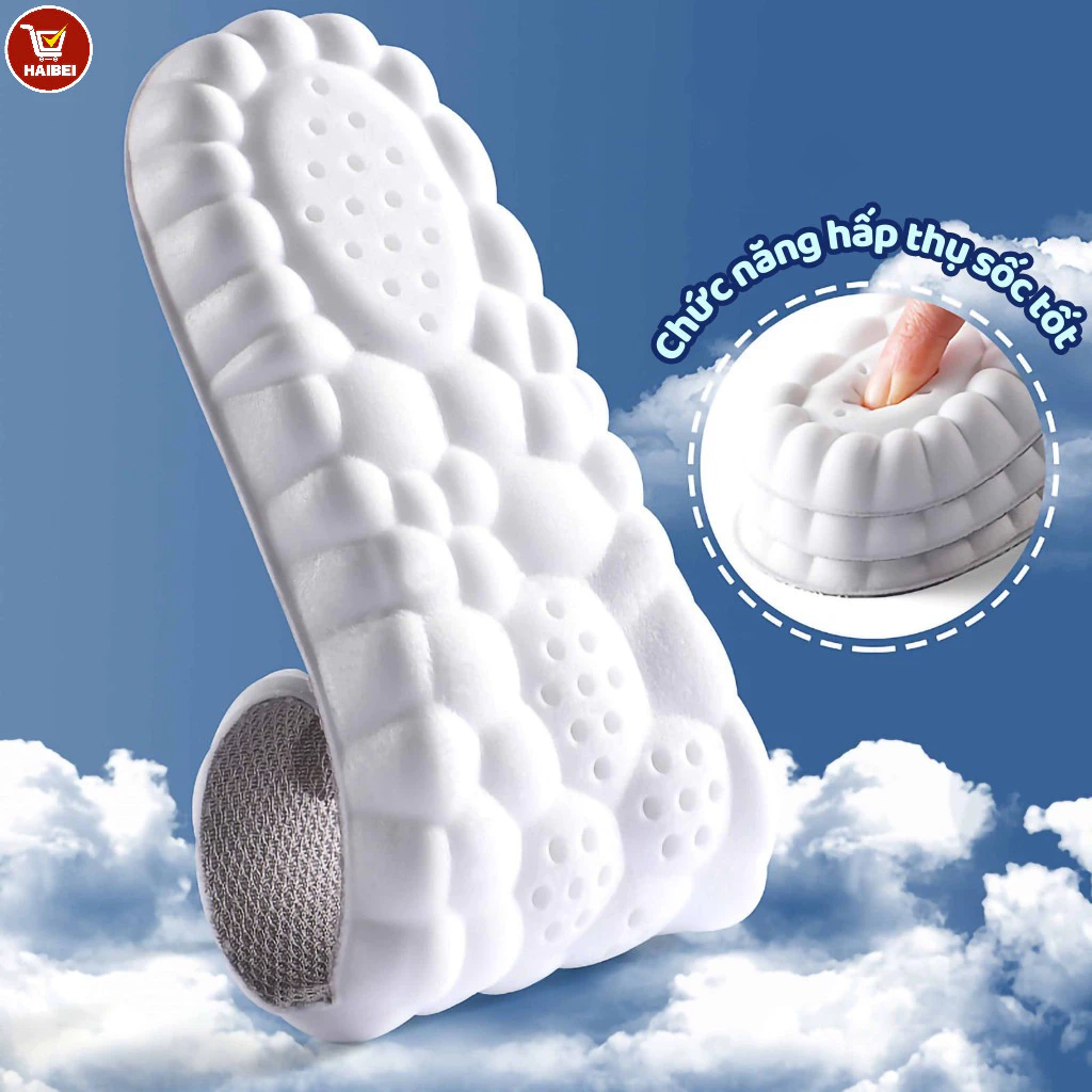 Lót giày thể thao 4D, đế chống sốc dày dặn, không gây mỏi khi đứng lâu
