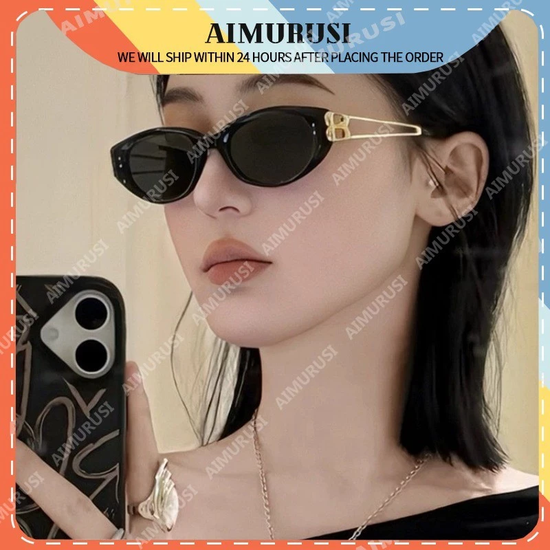 Kính râm gọng mắt mèo màu đen cổ điển, khung kim loại, bảo vệ khỏi tia cực tím