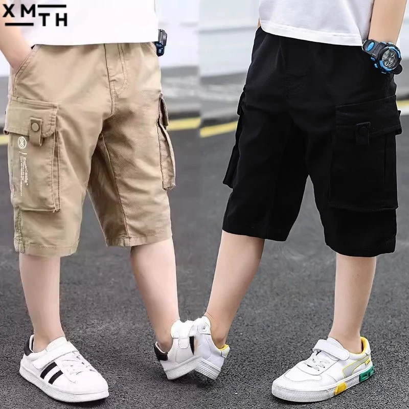 Quần short, quần lỡ lửng, quần dài túi hộp vải kaki đi học, mặc nhà cho bé trai, trẻ em nam 18-52kg từ 6-14 tuổi mẫu EAG