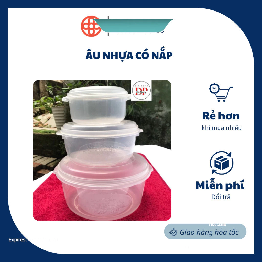 Âu nhựa VIỆT NHẬT đựng cơm,âu đưng thức ăn, tô nhựa có nắp
