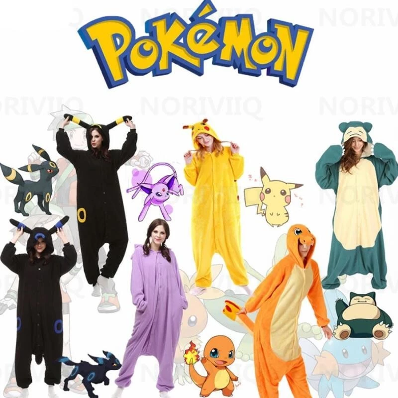 Pokemon Kigurumi Đồ Ngủ Polar Onesie Đồ Ngủ Người Lớn Anime Vàng Umbreon Charmander Snorlax Cosplay Nữ Bộ Đồ Ngủ