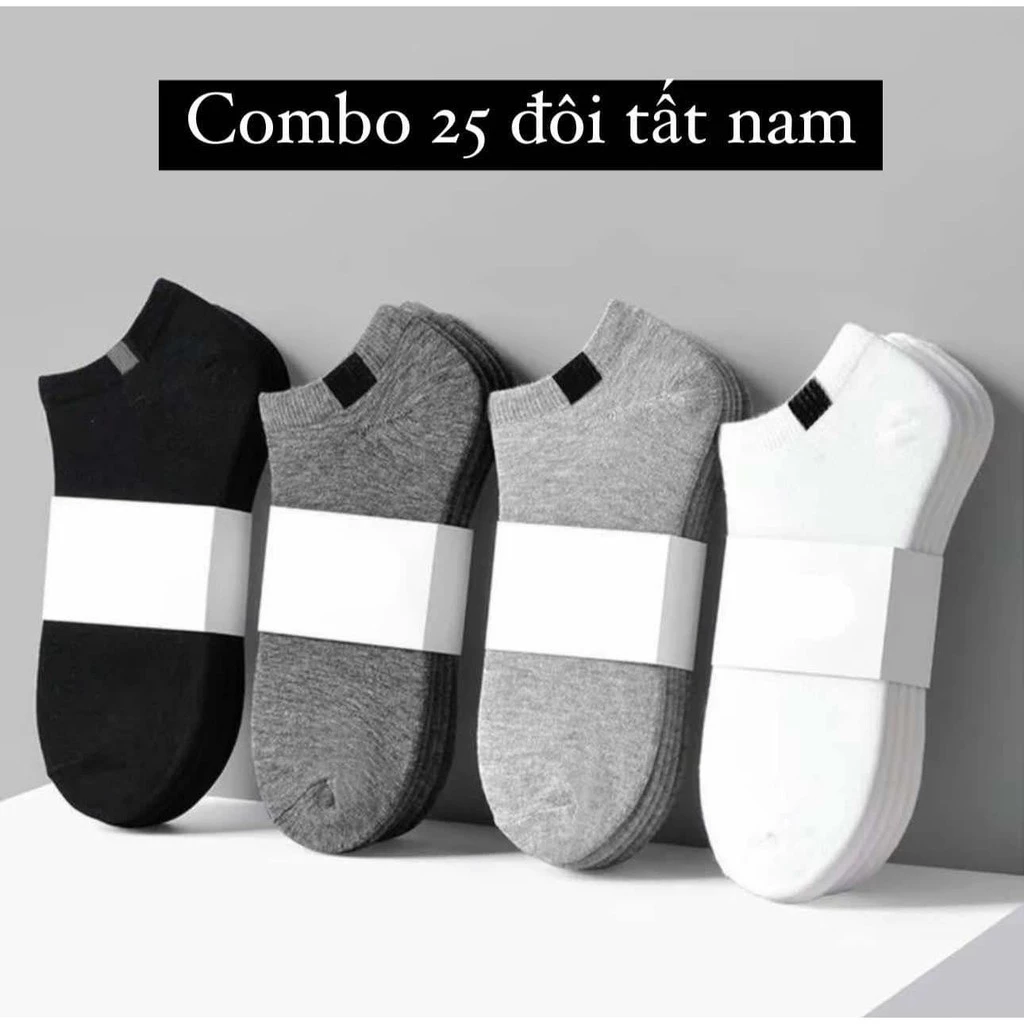 Combo 25 đôi tất cổ ngắn thoáng mát 4 màu Nam Cotton Menswear ( mix màu ) Gia dụng Yến Nhi