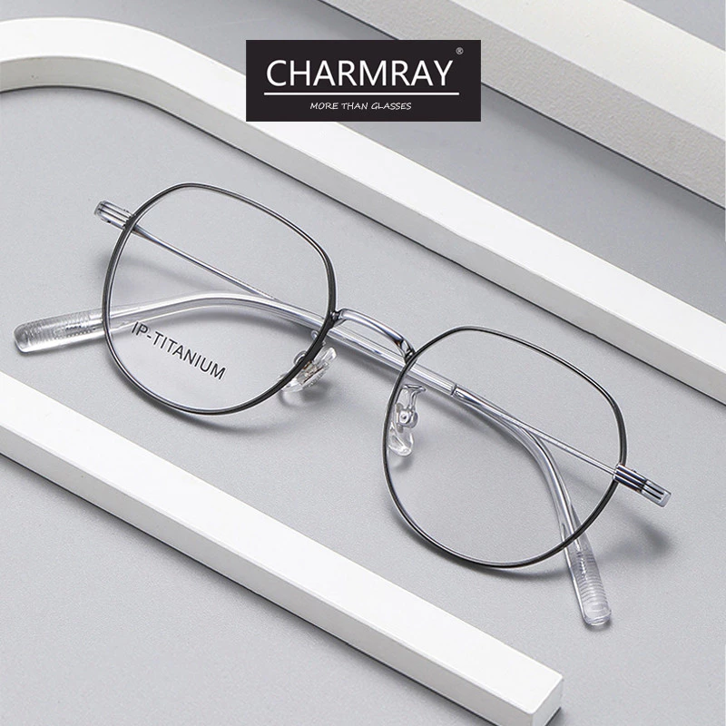 Kính mắt titan CHARMRAY dành cho nam và nữ Khung nhỏ Ống kính có thể thay thế nhẹ