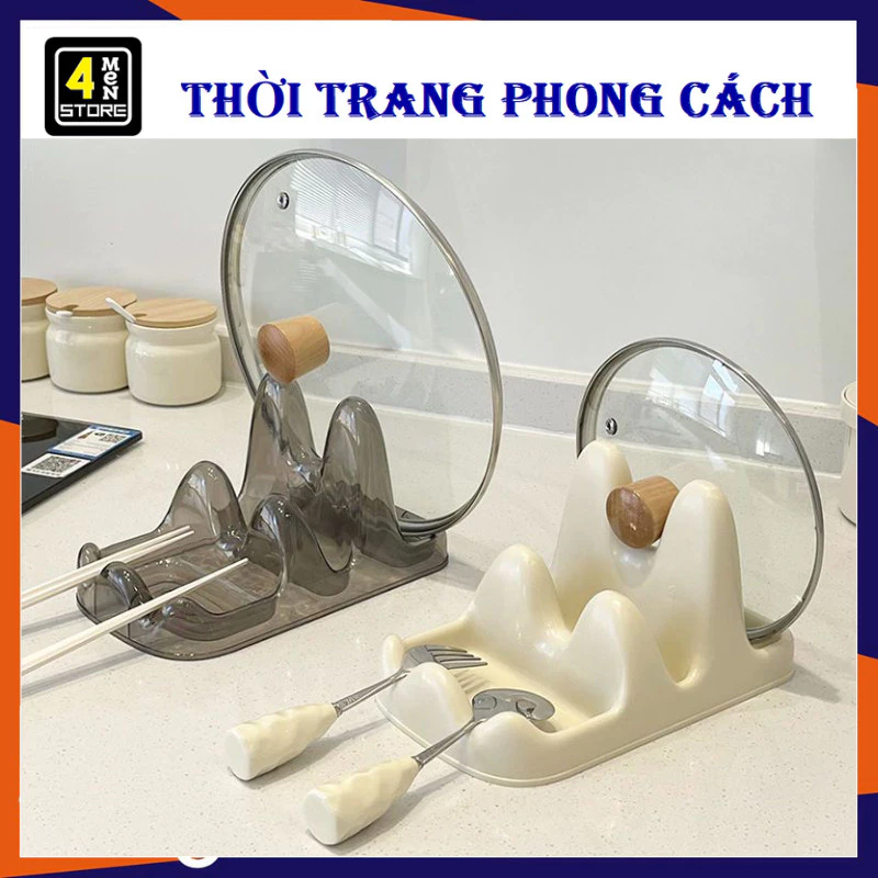 Giá Đỡ Úp Nắp Nồi 3 Ngăn Chữ U - Kệ Gác Để Nắp Vung Xoong Nồi Thìa Đũa Bằng Nhựa Chống Trượt Cao Cấp Giadungso1234