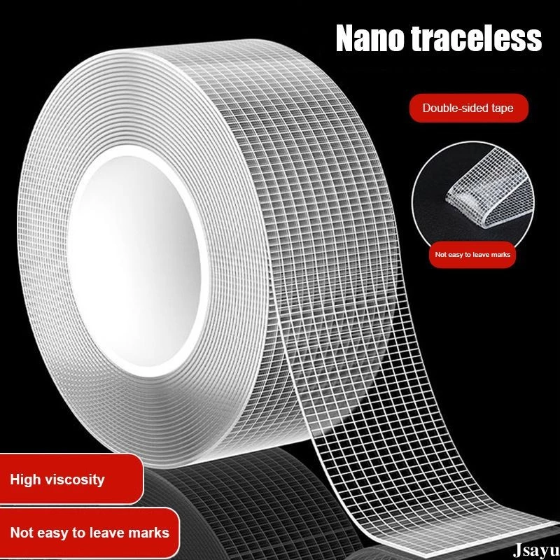 🏵️🏵️Băng keo, băng dính gia cường sợi thủy tinh dài 1/3/5m chịu nhiệt,  hai mặt Nano dạng lưới Băng keo liền mạch có độ