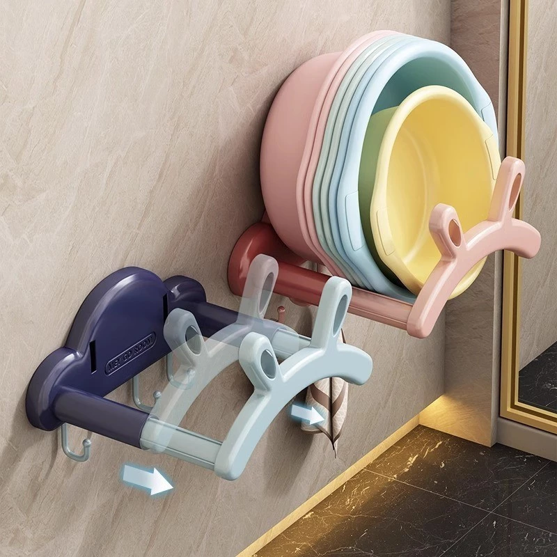 Giá Treo Thâu Chậu Gắn Tường Có Móc Treo Khăn, Giá Để Đồ Dùng Nhà Tắm Đa Năng Thiết Kế Tai Thỏ Treo Dép Tiện Dụng
