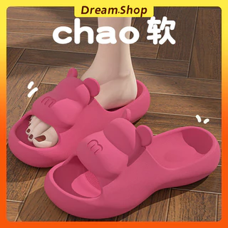 「DR」 Dép xỏ ngón hình gấu màu trơn Hợp thời trang thoải mái thoáng khí tại nhà Phòng tắm trong nhà Mùa hè Phong cách mới Thường ngày Tất cả các trận đấu Chống trượt Cặp đôi EVA chống mài mòn 36-45
