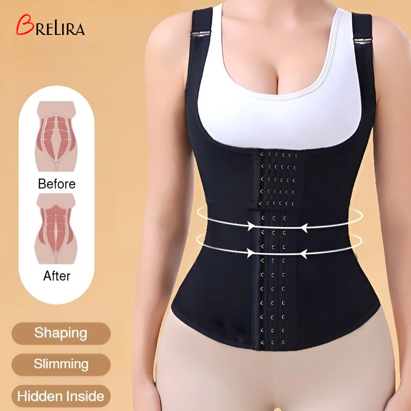 『 Brelira 』 Áo Corset Giảm Béo Liền Mạch Thoáng Khí Cho Nữ Body Shapewear Eo Bụng Huấn Luyện Lưng Body Shaper Plus Size Quần Lót