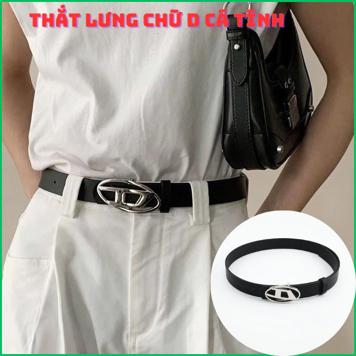 Dây thắt lưng nam nữ khóa bạc chữ D, dây nịt, belt bản 2.8cm hottrend phong cách Y2K bản cá tính OLL362
