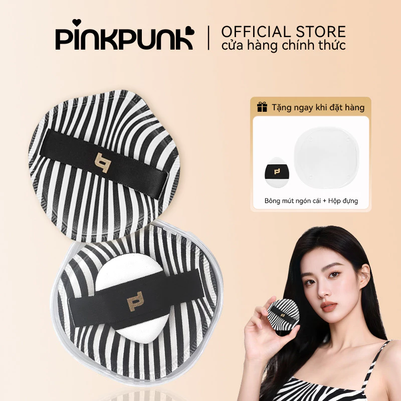 Bộ bông mút trang điểm PinkPunk 2pcs sử dụng ướt và khô đa năng với hộp đựng
