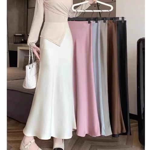 Chân Váy Lụa Dáng A Dài Chất Liệu Lụa Vân Mềm Mịn, Chân Váy Midi Lụa Đuôi Cá Nhẹ Dáng Dài m489 Joile_Closet