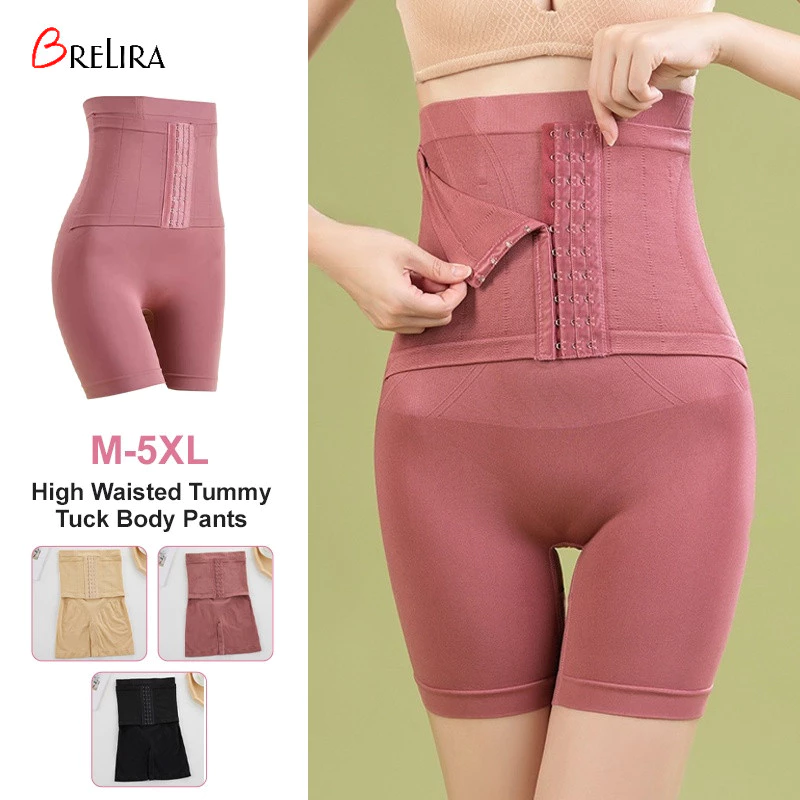 Brelira Quần short kiểm soát bụng móc & mắt 3 hàng lưng cao