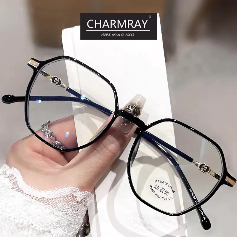 Charmray Retro TR90 Kính Mắt Chống Bức Xạ Khung Đa Giác Thoải Mái Cho Nam Nữ