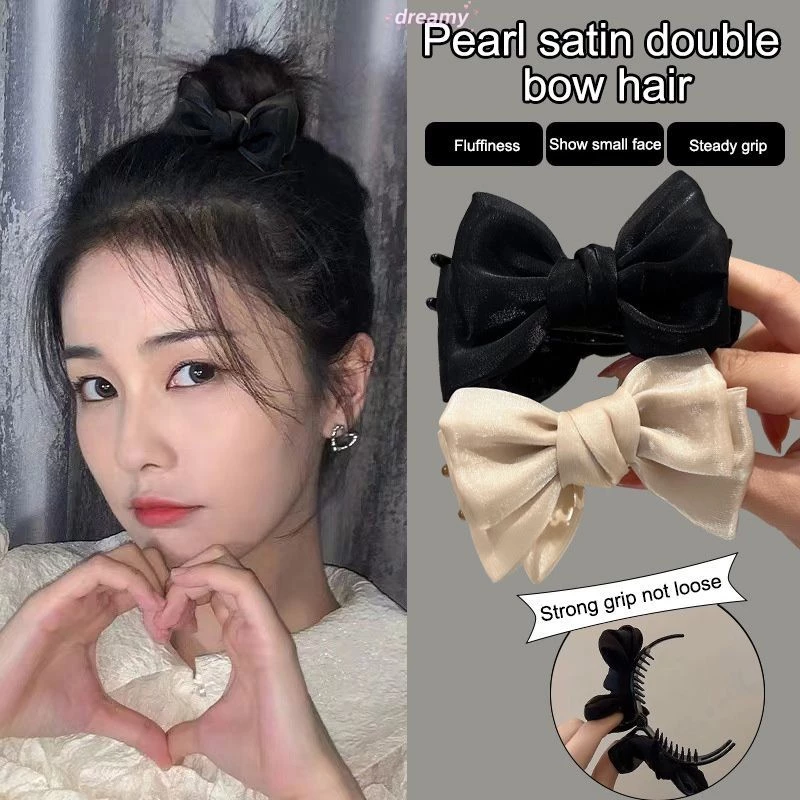 Dreamy Phong Cách Pháp Ngọc Trai-Lượt Mà Nơ Kẹp Tóc Tính Khí Thanh Lịch Nàng Tiên Cá Phụ Kiện Tóc