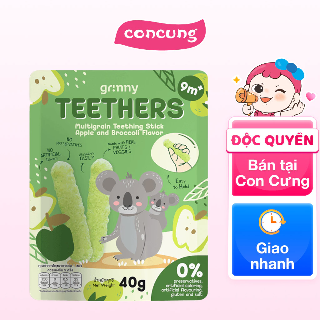 Bánh Gặm Nướu Ngũ Cốc Grinny Vị Táo Và Bông Cải Xanh