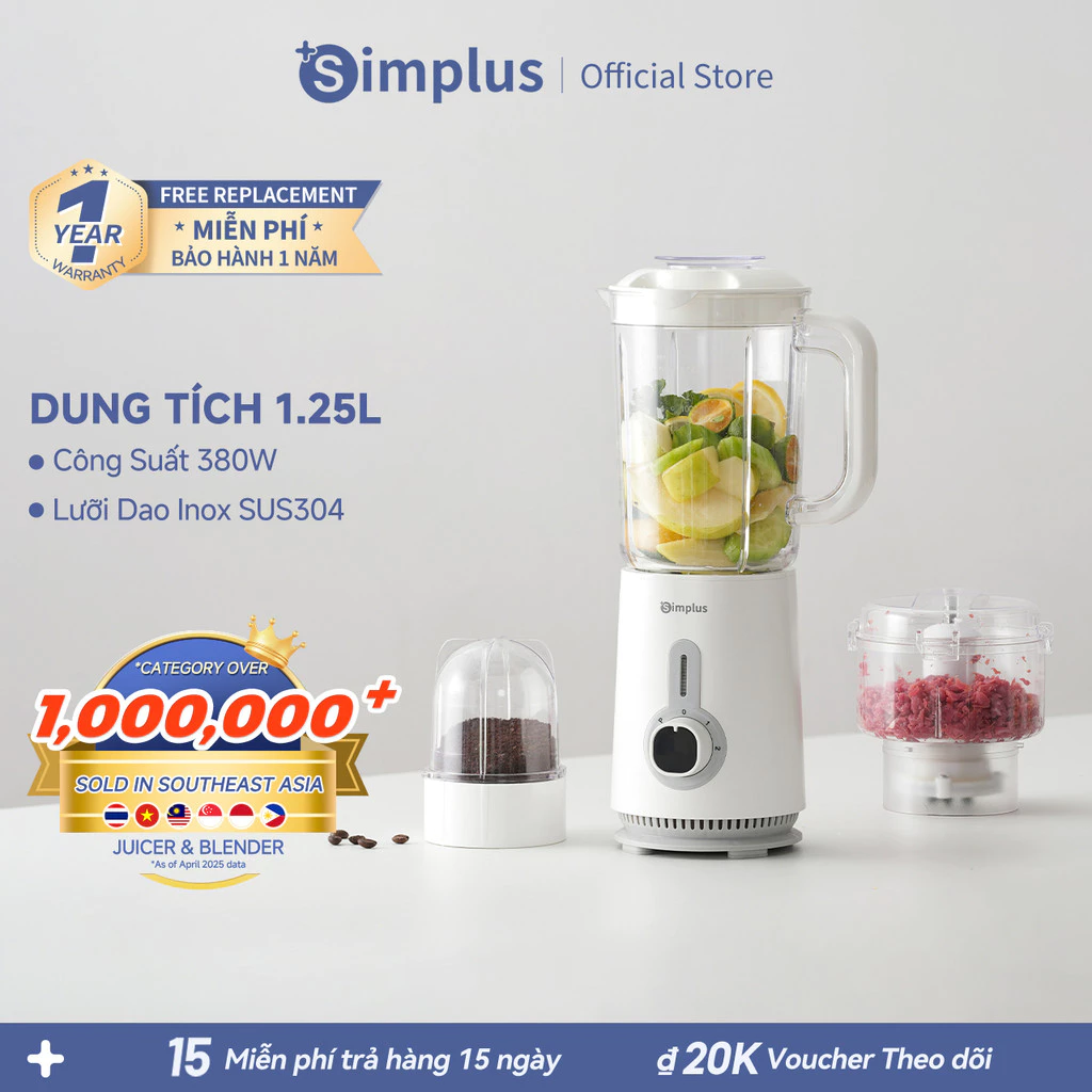 Simplus Máy Xay Sinh Tố Đa Chức Năng Dung Tích 1.25L LLJH005 - Bảo Hành 1 Năm 1 Đổi 1