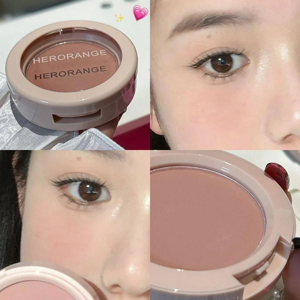 Bảng phấn má hồng đơn sắc độ bão hòa thấp Herorange Kết xuất màu tự nhiên lâu trôi Không dễ dàng tháo rời Phấn trang điểm Sửa chữa tất cả @ -