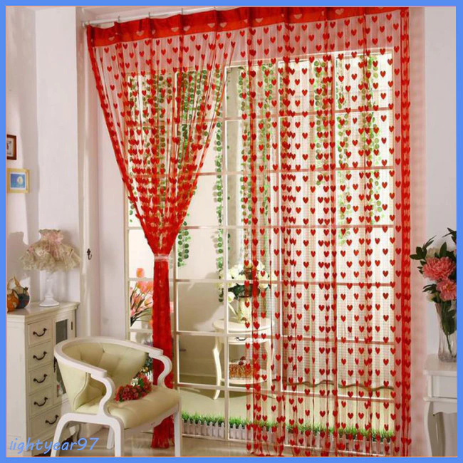 Rèm cửa sổ Sheer hình trái tim - Drap lãng mạn 100x200cm cho phòng khách và phòng ngủ