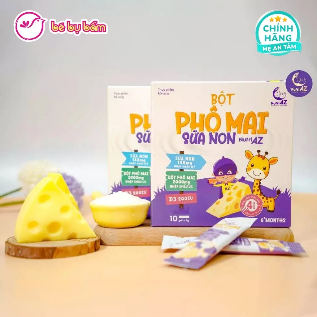 🧀 Bột Phô Mai Sữa Non Cho Bé Ăn Dặm NutriAZ Chính Hãng, Sữa Non Nhập Khẩu, Cho Trẻ Từ 6 Tháng
