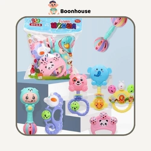 Xúc xắc cho bé 7 món lục lạc ,đồ chơi rung chuông kích thích thính giác và thị giác cho bé Toys