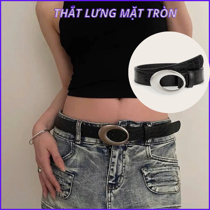 Dây thắt lưng Retro nữ Y2K dây nịt, đai váy áo  khóa tròn khuyết 2.8cm vintage mẫu mới OLL354