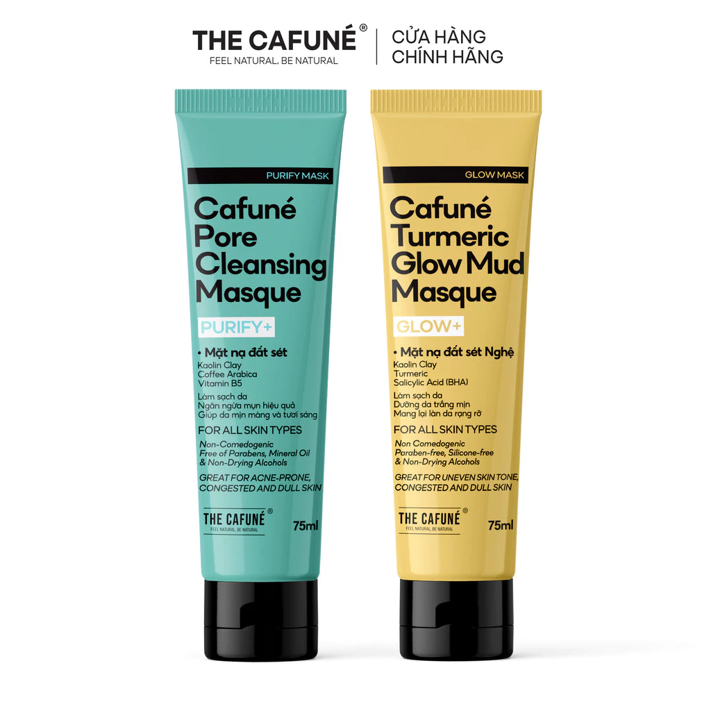 Combo mặt nạ đất sét The Cafuné giúp dưỡng sáng, giúp da mịn màng và rạng rỡ, 75ml