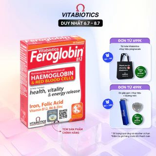 Viên Uống Bổ Máu Vitabiotics FEROGLOBIN B12 Cung Cấp Sắt Hỗ Trợ Tăng Khả Năng Tạo Máu, Nâng Cao Sức Đề Kháng Hộp 30 Viên