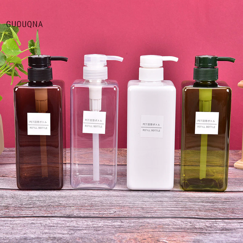 Guouqna 650ml Chai đựng máy bơm rỗng bằng nhựa Dầu gội Lotion Sữa tắm Chai GUOUqna