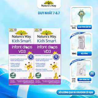 Combo 2 D3 Thuần Chay Organic Kids Smart Infant Drops VD3 NATURE'S WAY Chiết Xuất Từ Tinh Dầu Hoa Hướng Dương 13ml/hộp