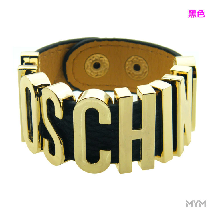 Phổ Biến Phong Cách Mới PU MOS Chữ Dây Khóa Kim Loại Vòng Tay Da Hợp Kim Thời Trang Vòng Tay PU