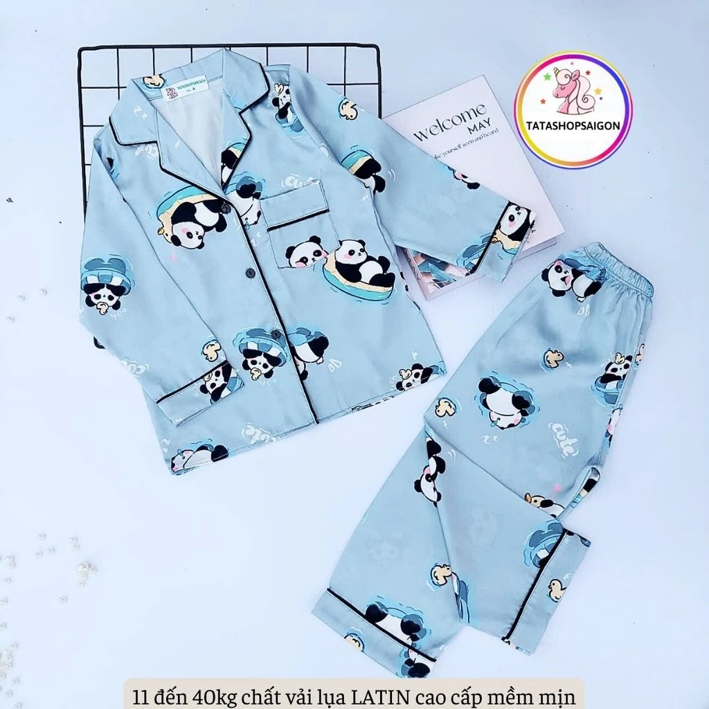[12 40KG] Bộ pijama tay dài cho bé trai bé gái chất lụa cao cấp size đại - bộ quần áo thu đông cho bé 089