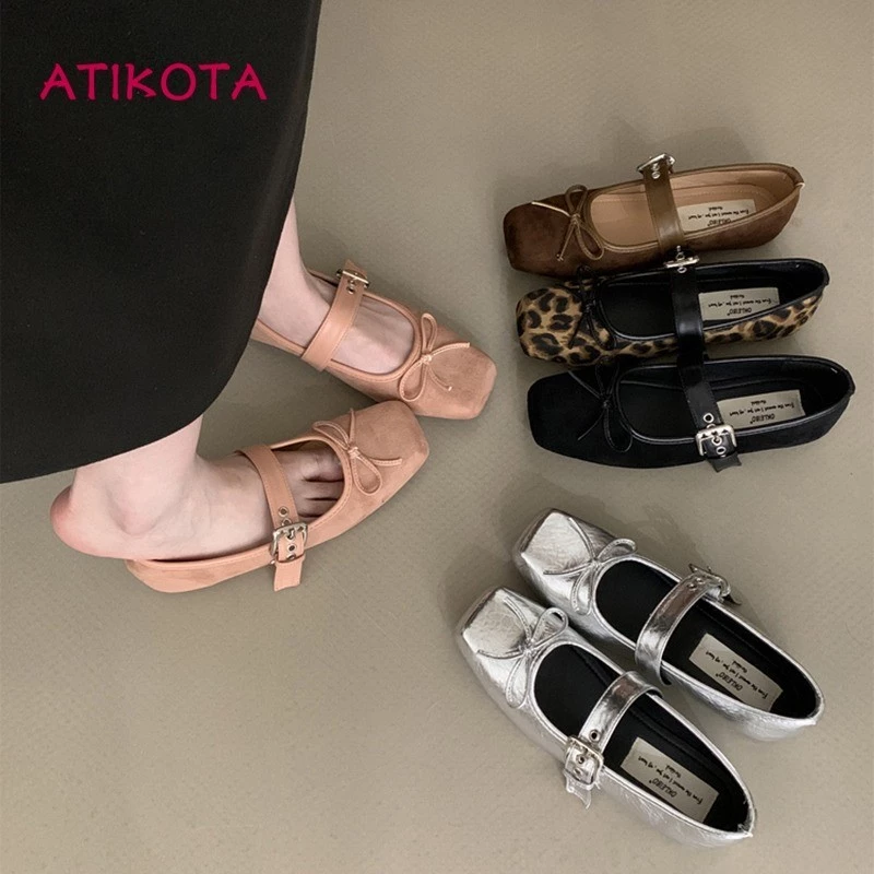 Atikota Nữ Thời Trang Retro Đơn Giản Ngoài Trời Khóa Một Dòng Sinh Viên Đa Năng Giày Đơn