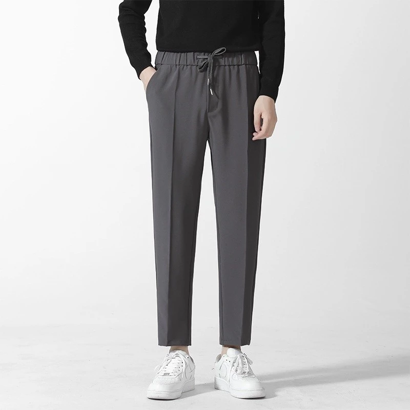 Quần cạp chun nam Hàn quốc ống côn, quần âu baggy nam co giãn.
