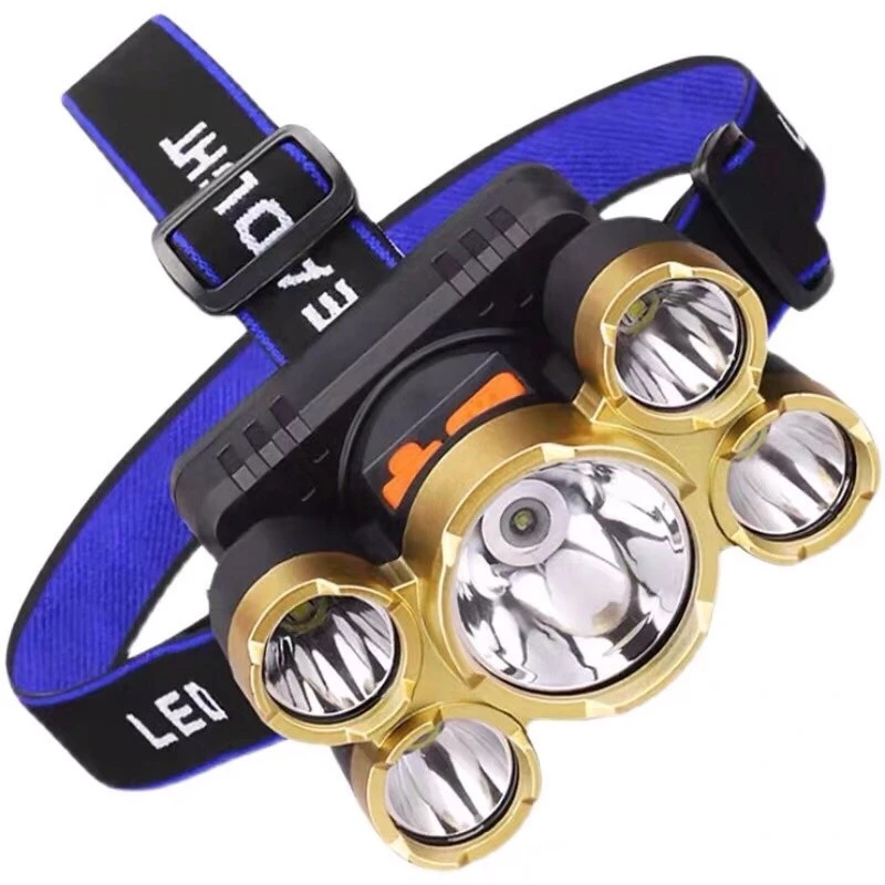 anhduongshop0209 Đèn pin đeo đầu 5 bóng siêu sáng 4 Chế Độ Chiếu Xa, Rộng,Nháy
