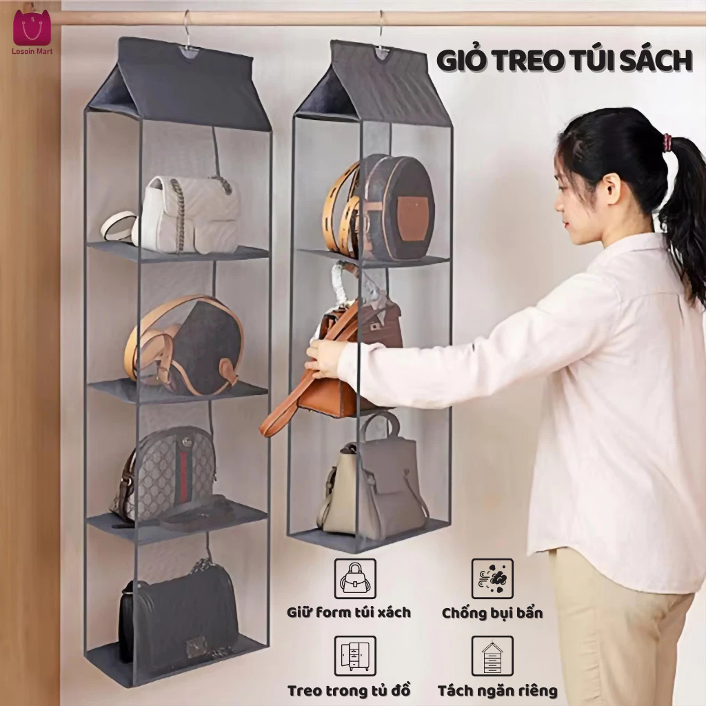 Móc Treo Túi Xách Nhiều Tầng Chống Bụi