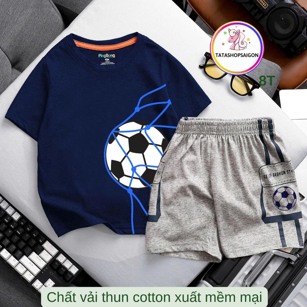 [11 đến 38kg] Đồ bộ bé trai size đại cotton xuất mặc mát khủng long xe monter cá mập 8T