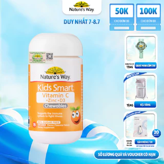 Viên Nhai Nature’s Way Kids Smart Vitamin C+ZinC+D3 Chewable Tablets Bổ Sung Vitamin Cho Bé Phát Triển Toàn Diện 75 Viên