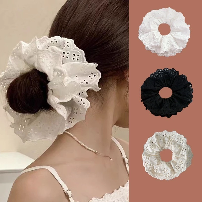 13cm Màu Ren Tóc Nữ Độ Đàn Hồi Cao Scrunchie Nhẹ Nhàng Phụ Kiện Tóc