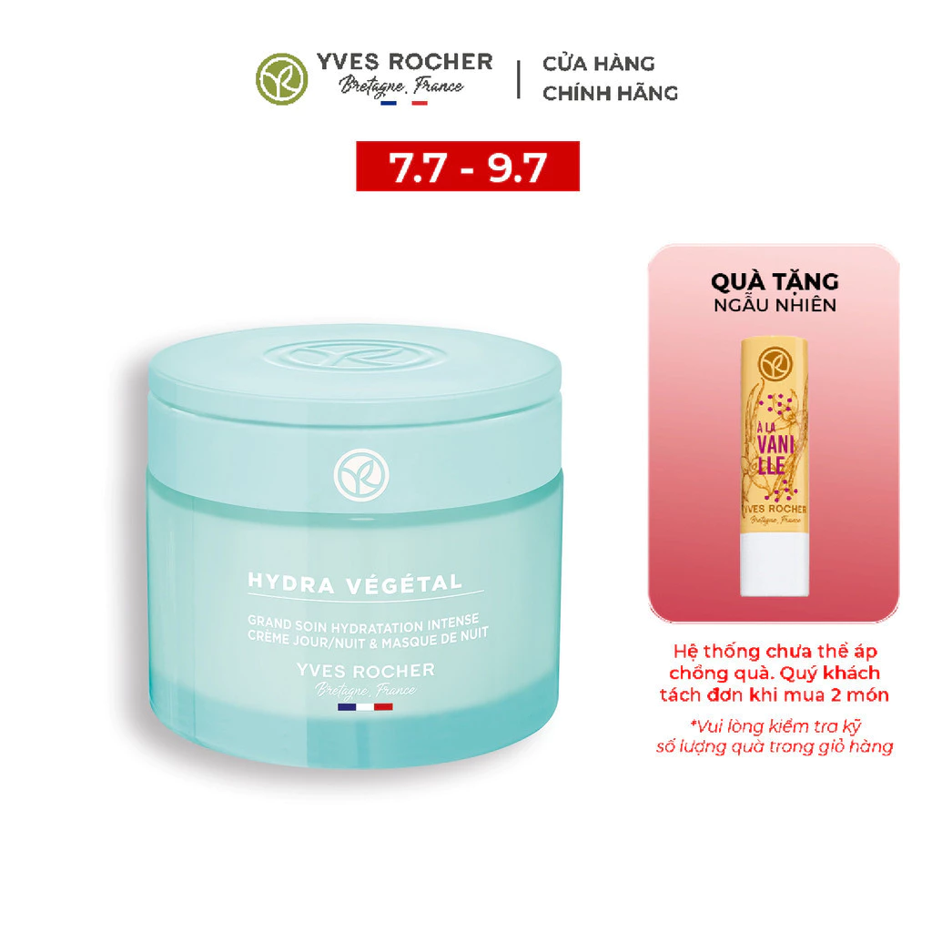 Kem Dưỡng Ẩm Yves Rocher Ban Ngày & Ban Đêm Liên Tục 100 Giờ Hydra Vegetal 75ML