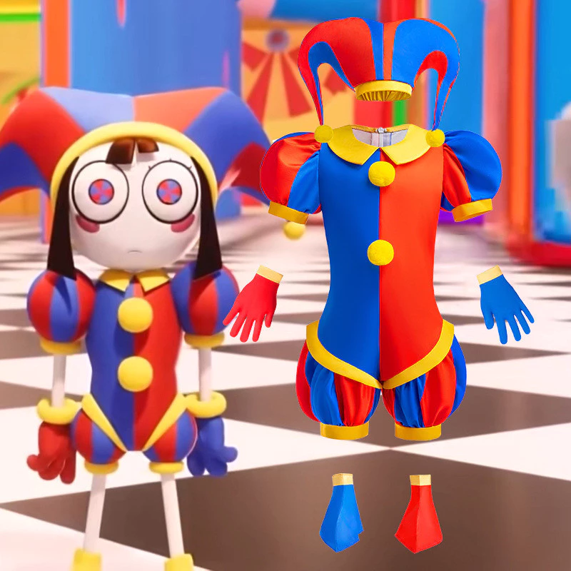 Anime Trang Phục Hóa Trang The Amazing Digital Circus Pomni Bodysuit Cho Trẻ Em Người Lớn Chú Hề Halloween Trang Phục Tiệc Giáng Sinh