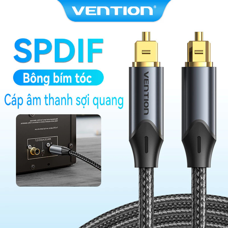 Cáp Âm Thanh Sợi Quang VENTION Cổng S / Pdif Toslink Chất Liệu Bện Sợi Cotton Hợp Kim Nhôm Vỏ Hỗ Trợ Âm Thanh 5,1/ 7,1 Cho Ps4 / Xbox / Tv - Hàng Chính Hãng