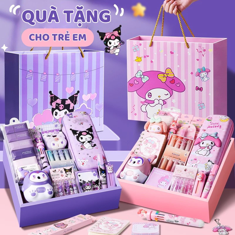 Set Dụng Cụ Học Tập Hoạt Hình Đáng Yêu - Hộp Quà Tặng Văn Phòng Phẩm Cute, Quà Sinh Nhật/Khai Giảng Cho Bé