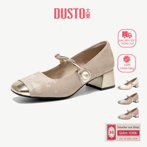 DUSTO Giày Cao Gót Nữ Mary Jane Giày Gót Dày Thời Trang Phong Cách Mới Hai Màu Khâu DW25C0083A