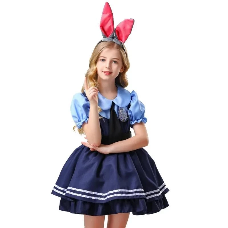 Zootopia Thỏ Sĩ Quan Trẻ Em Judy Váy Gothic Bé Gái Halloween Trang Phục Phong Cách Công Chúa Biểu Diễn Đầm Anime Cosplay