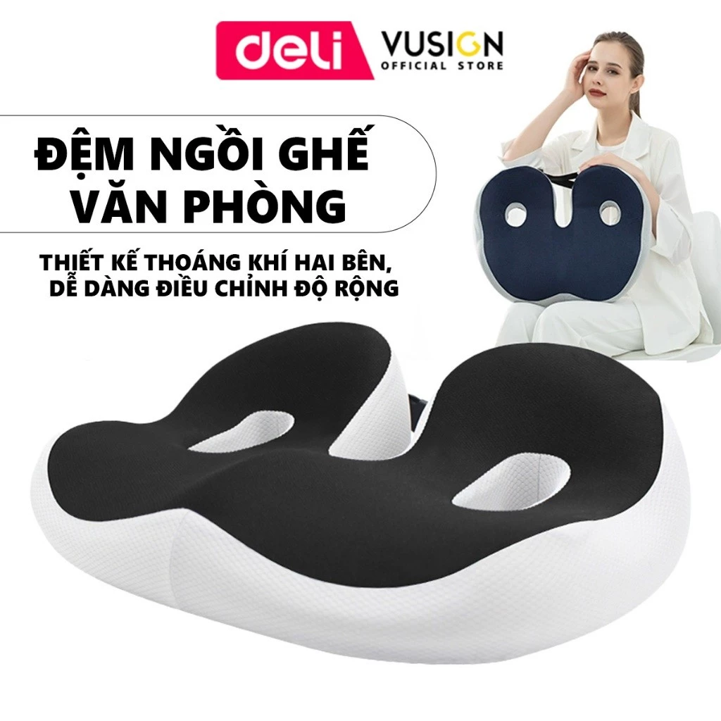 [Outlet S1] Đệm ghế ngồi văn phòng Deli thiết kế Thoáng Khí Chống Trĩ Chất Liệu Cao Su Non Giảm Ê Mỏi Điều Chỉnh Tư Thế