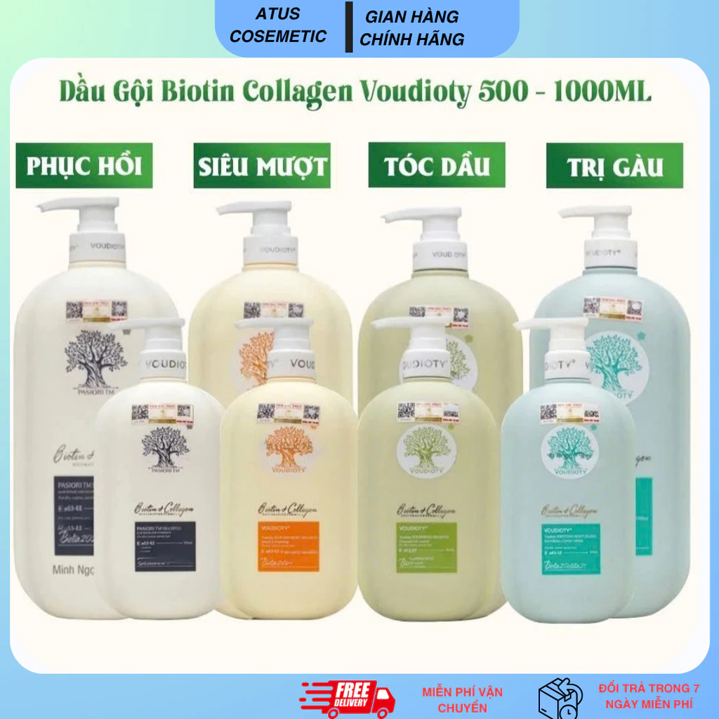 Dầu Gội Xả Biotin Collagen Voudioty Phiên Bản 2024 Chống Rụng Tóc Phục Hồi Giảm Gàu Kiểm Soát Dầu