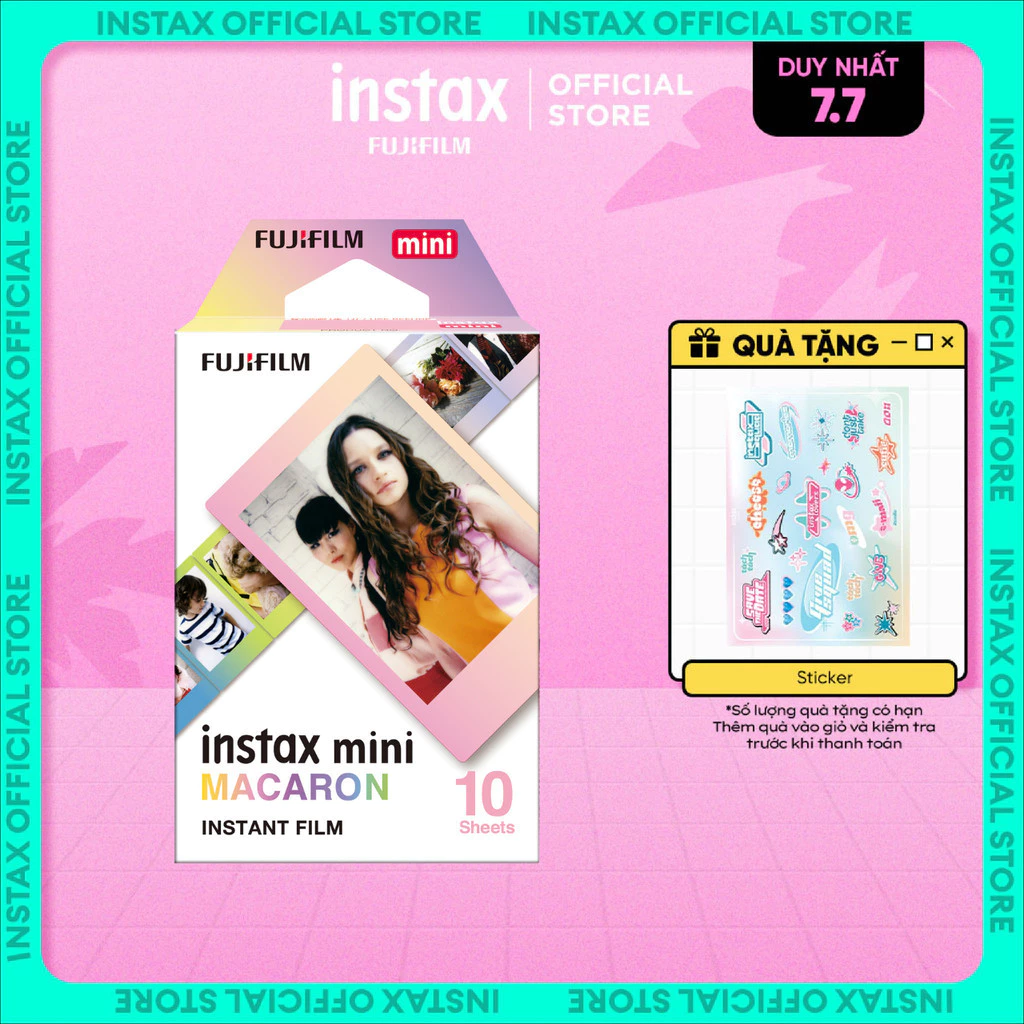 Phim Chụp Ảnh Lấy Liền Instax Mini - Viền Màu Hộp 10 Tấm