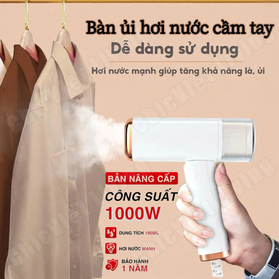 Máy là hơi nước cầm tay mini gấp gọn, dung tích lớn, dễ mang đi du lịch, phù hợp mọi chất liệu vải